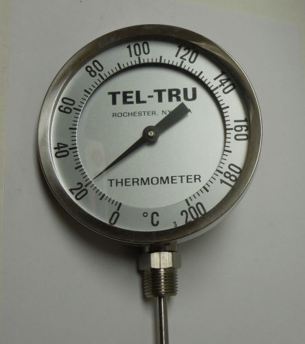 Tel-tru thermometer 5&#034; face 0/200*celsius 15&#034; stem st back conn. 1/2 npt &lt;361why for sale