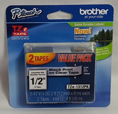 New Brothers P-Touch Electronic Labeling System 1/2&#034; Black Print On Clear Tape