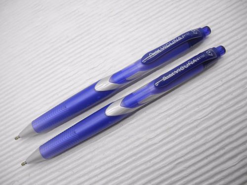 2pc Pentel Vicuna retractable 0.7mm Fine roller ball pen Blue( Japan)