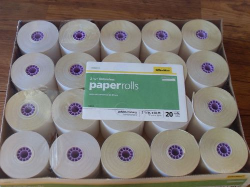 2 1/4&#034; X 85ft Office Max 2ply Carbonless PaperRolls 20rolls