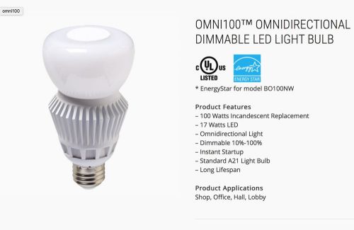 LED A21 Standard PacLights BO100CW 17-wat Dimmable LED 5700KDaylight Omnidirect