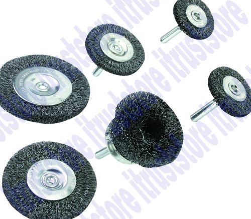 Steel Round Wire Cup Brush Wheel for Power Tool Drill 1/4&#034; Shank Cupbrush 6 Pc