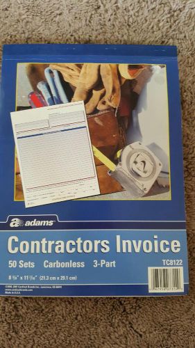 Adams TC8122 Contractors Invoice,3-Part,Crbnls,8-3/8&#034;x11-7/16&#034;,50St/BK,WE