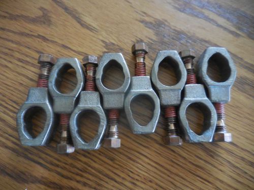Lot of 8 Pieces Brass 5/8&#034; Ground Rod Clamps 1/0-12 EM208