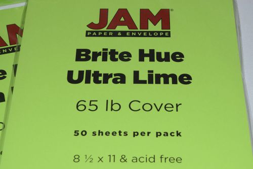 Jam Paper Ultra Lime Cardstock 65LB 1 Pack 50 Sheets 8 1/2&#034;X11&#034; Acid Free