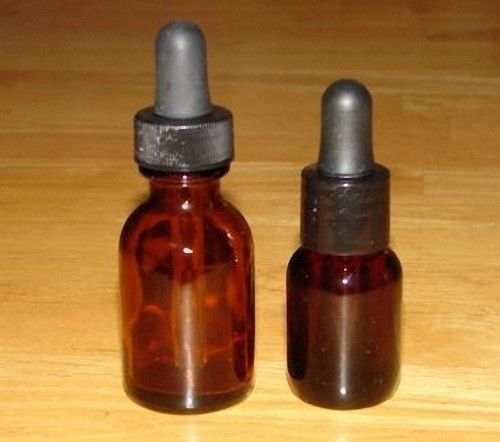 Boston Round Amber Glass Dropper Bottles 2/3 oz (20 ml) (Lot of 24)