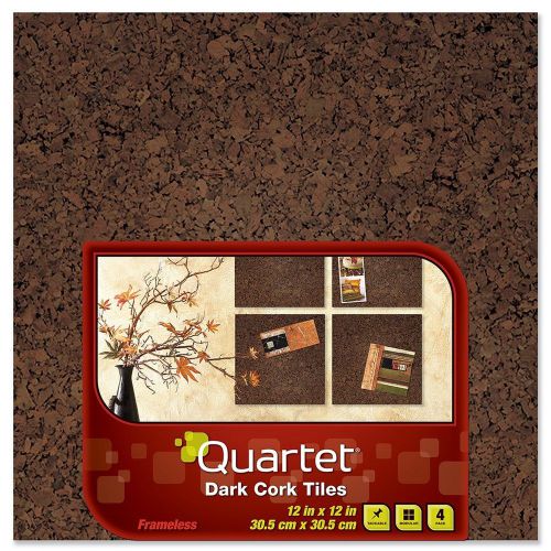 Quartet Cork Tiles Dark 12 Inch x 12 Inch Frameless 4 Pack (15050Q)