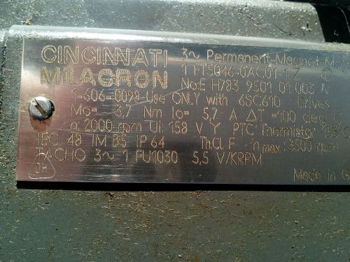 Cincinnati milacron Pemanent magnet motor