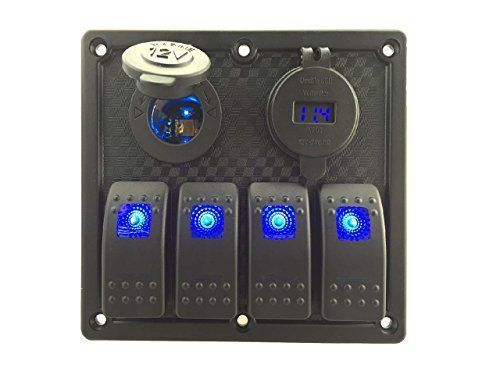 IZTOSS 12V-24V DC 4 gang Waterproof marine blue led switch panel with led power