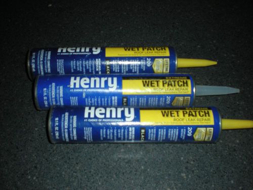 (3) henry 10.1 oz. rubber wet patch roof flashing cement coating leak repair for sale