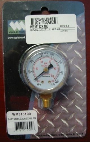 Weldmark replacement pressure gauge - 100psi - 1.5&#034; for sale
