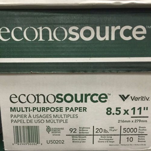 NEW!!ECONOSOURCE MULTI-PURPOSE PAPER 8.5X11&#034; 5000 SHEETS/10 REAMS