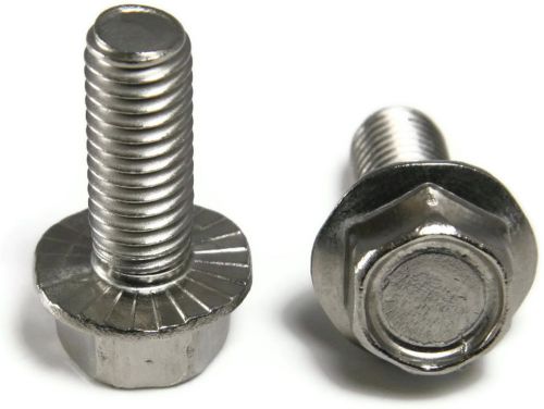 Stainless steel hex cap serrated flange bolt ft unf #10-32 x 3/4&#034;, qty 25 for sale
