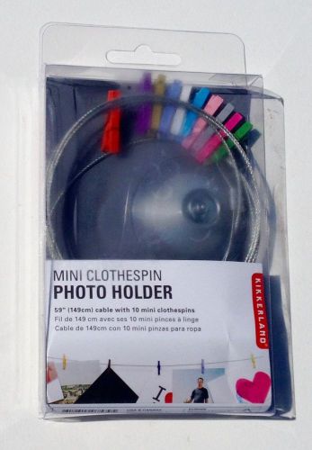 Kikkerland Photo Holder with 10 MINI MULTI-COLOR CLOTHESPIN MH68 Cable 59&#034; long
