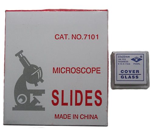 72 Glass Microscope Slides w/100 Cover Slips