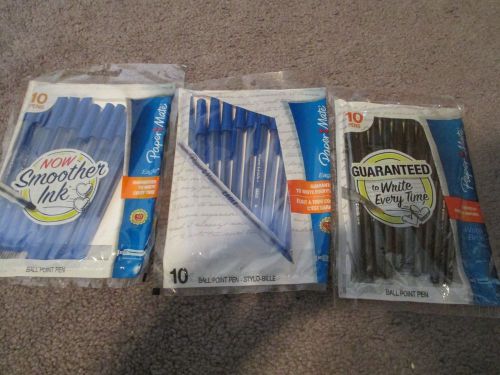 Papermate Ballpoint Stick Pens 10Ct. (3 Packs)  1pck black  2pck blue
