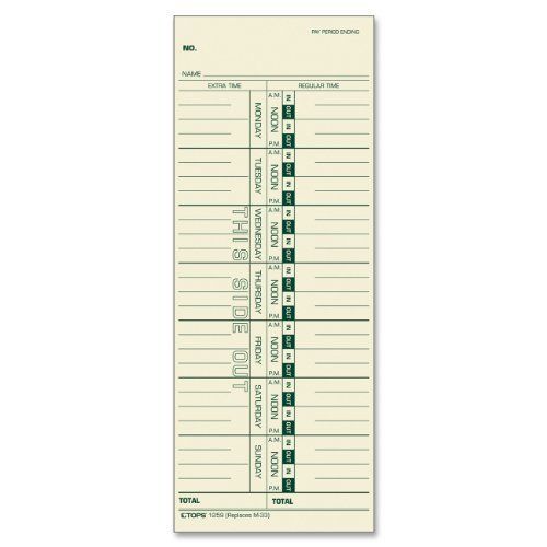 Tops tops time cards, weekly, 1-sided, replaces m-33, 10-800292, 3-1/2&#034; x 9&#034;, for sale