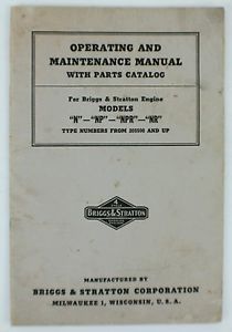 Vntg Briggs Straton Operating and Maintenance Manual  Models  N - NP - NRP - NR