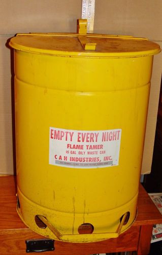 Vintage UL 15 Gal Flame Tamer Oily Waste Can Foot Operated Lid Trash Hazmat Can