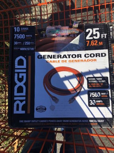RIDGID 25Ft 10Gauge 7500W 30Amps 250V 600V/STW Generator Cord Cable 615-18046AB