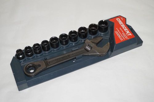 Crescent Pass thru adjustable Wrench &amp; Socket Set 3/4&#034; - 3/8&#034; 10mm - 19mm