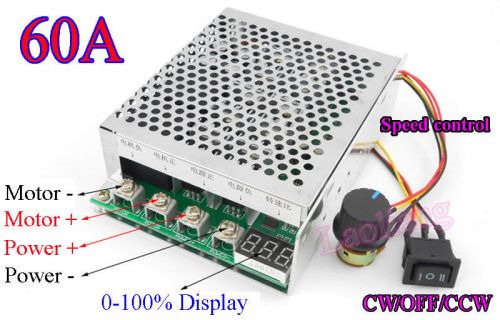 60A 12V 24V 36V 48V Variable DC Motor Speed Controller Reversible Control W LED