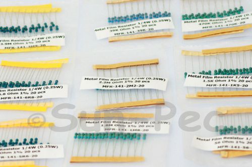 E12 metal film resistor assorted kit 86 values x 20 pcs 1% 1/4w 0.25w 1720pcs for sale