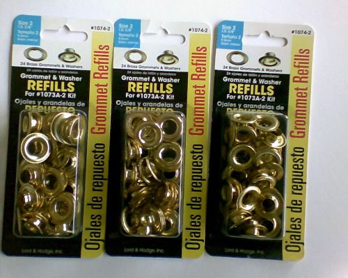 3 pks of 24 each grommet &amp; washer refills size 3/8 inch lord &amp; hodge #1074-2 new for sale