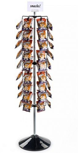 Displays2go Potato Chip Rack With Clip Strips, 108 Clips, Rotating (CCFR108BK)