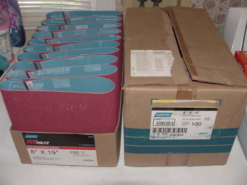 10 Norton SG Red Heat Floor Sanding Belts 8&#034;x19&#034; 100 Grit Grain 68084 613005 NEW