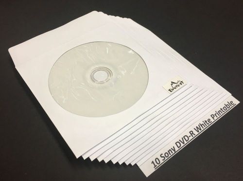 10 SONY Blank DVD-R DVDR Recordable White Inkjet Printable 16X 4.7GB Media Disc