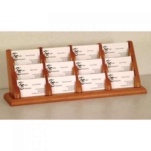 Wooden Mallet 12-Pocket Countertop Business Card Holder, Medium Oak