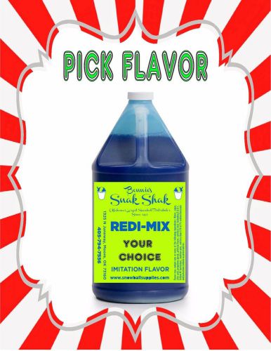Snow Cone Syrup ANY Flavor. 1 GALLON JUG Buy Direct Licensed MFG