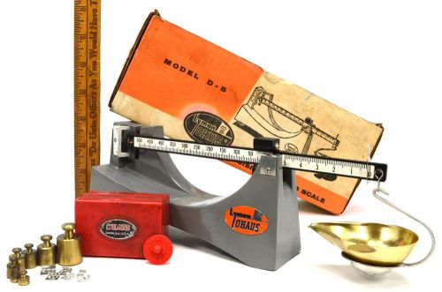 Vintage lyman-ohaus mo. d-5 precision loading scale in original box w/ weights!! for sale