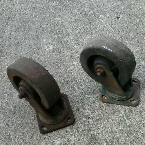 Two 6&#034; swivel industrial caster wheels heavy duty with grease serts for sale