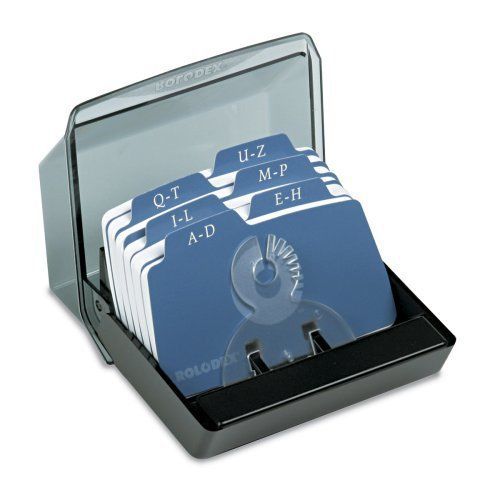 Rolodex Petite Covered Tray Card File with 125 2 1/4 x 4 Inch Cards and 6 Guides