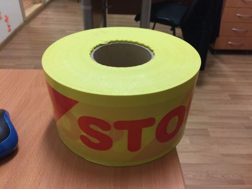 Warning tape stop,non adhesive barrier tape 10cm x 500m for sale