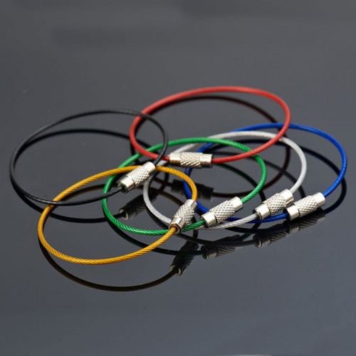 Practical 2Pcs Random Stainless Steel Wire Rope Keychain Wire Keyring 150mm Tool