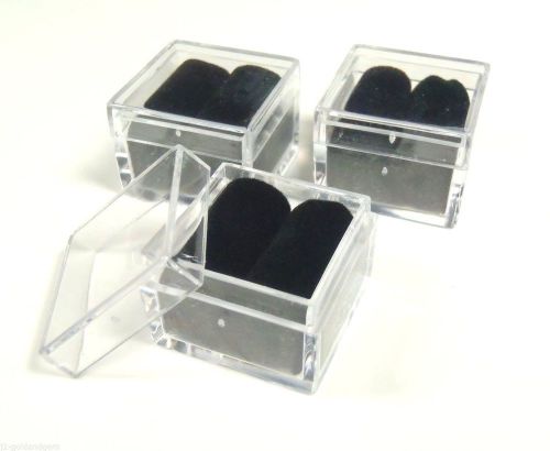 3pc 1x1 Square Acrylic Gem Box/Jar Black insert storage display gemstone mineral
