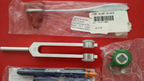 nurse tools percussion hammer, tuning fork, light, tag holder