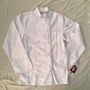 CHEF WORKS Size XS Unisex Uniform Jacket White Coat Long Sleeves NWT