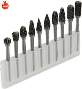 10 Pieces Tungsten Carbide Double Cut Rotary Burr Set with 3 mm (1/8 Inch) New