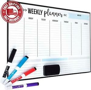 Magnetic Dry Erase Weekly Calendar for Fridge: with Stain Resistant Technology -
