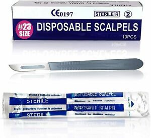 MedHelp Disposable Scalpel 23 Disposable Dermaplaning Blades with Plastic Handle