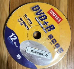 New Staples DVD+R Recordable, 12 pack, 4.7GB