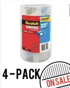 Scotch Tape Shipping Packaging Tape  1.88 in. x 54.6 yds. (4-Pack) USA