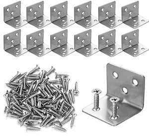 12 PCS Stainless Steel L Corner Brackets  1.2” x 1.2” x 1.5”, 6 Hole 90 Degree