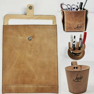 JOJO / Rustic Durable Leather with Executive OFFICE ACCSESORIE +SET OFF 4 pcs