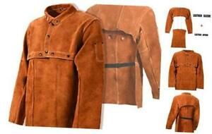 Leather Welding Jacket - Heavy Duty Welding Apron with Sleeve XX-Large
