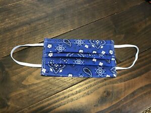 Handmade Cotton Face Mask Bandana Blue